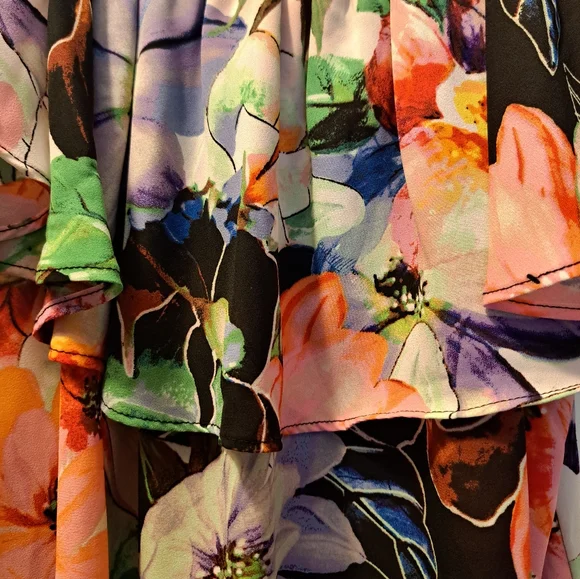 Spense Multicolor Floral Off-Shoulder Ruffle Tunic - Picture 3 of 3